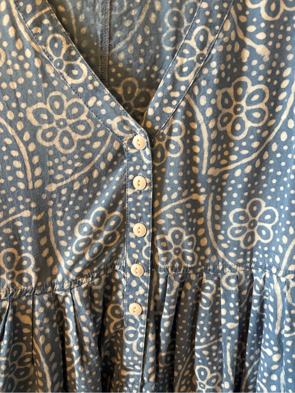 Madewell Bubble-Sleeve Button-Front Mini Dress in Indigo Paisley Medium EUC RARE - Picture 6 of 11